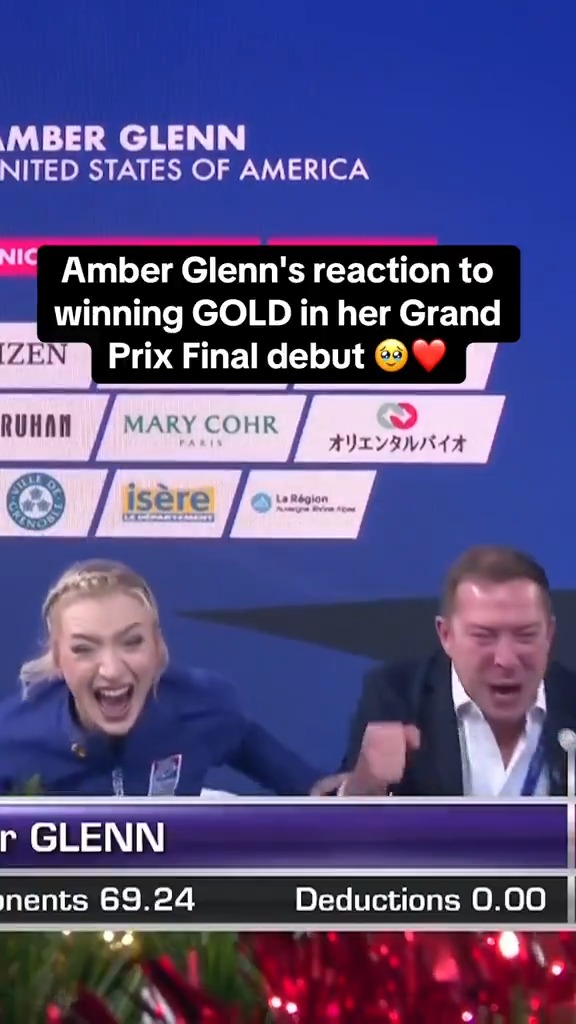 We're all crying watching Amber Glenn's entire kiss and cry moment. 🥲 #GPFigure