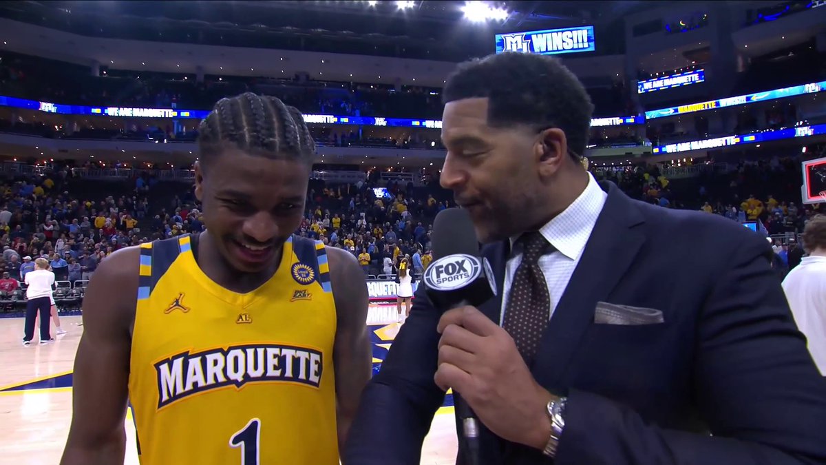 "Nah, not today man." Jim Jackson caught up with Marquette Basketball's Kameron Jones after the Golden Eagles win against No. 11 Wisconsin 🙌