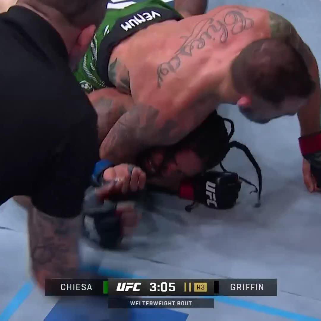 No judges needed 🙅‍♂️ Michael Chiesa gets the submission in the 3rd round! #UFC310