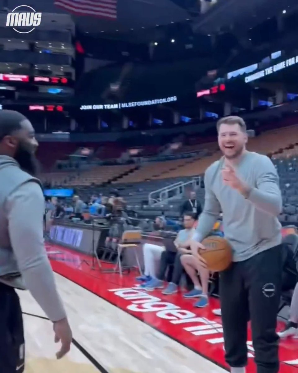Luka Doncic was getting shots up before faking out the camera with a pump fake 😭 (via Dallas Mavericks)