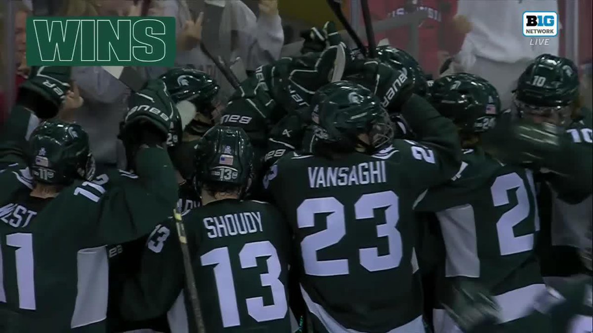 NO. 1 Michigan State Hockey WINS IT IN OT ‼️ Isaac Howard nets the game-winner 👏 #B1GHockey