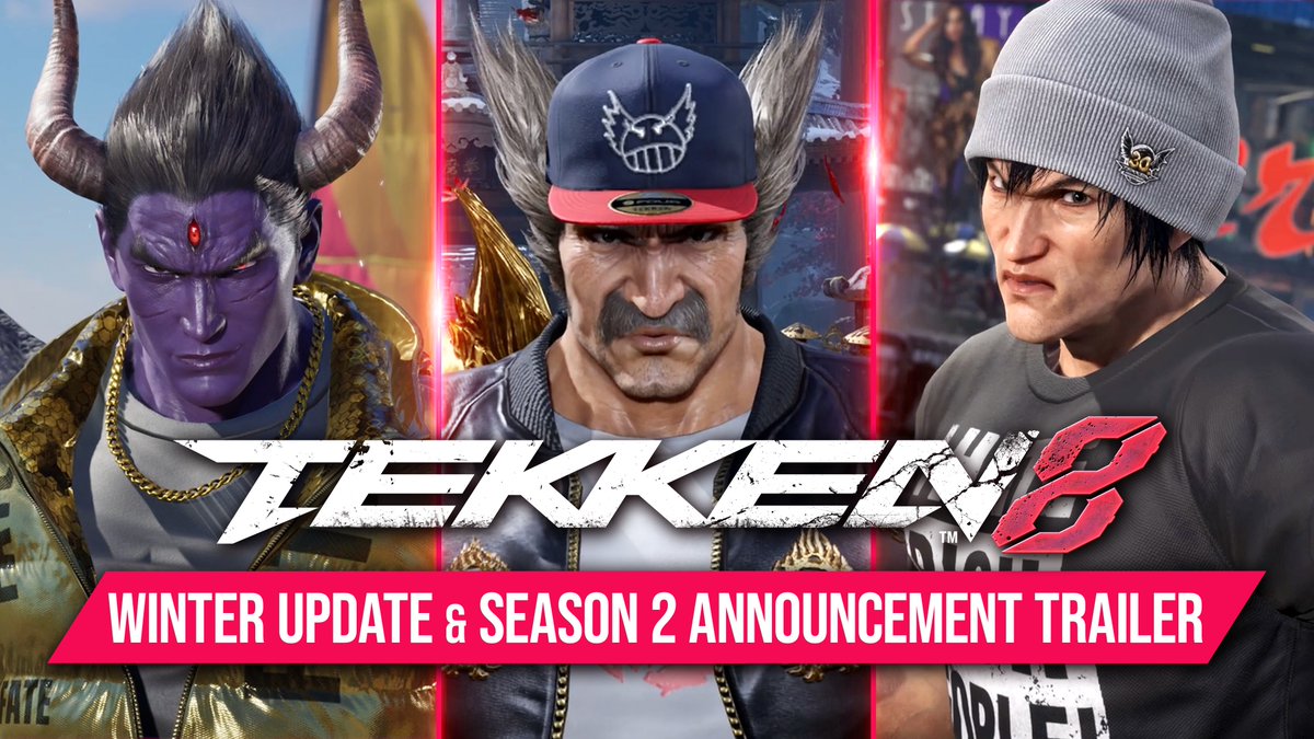 New content is coming your way! 👊 ❄️ Winter update: new photo mode and customization features, a special 30th Anniversary Fight Pass &amp; more! 🌱 Spring: Season 2, major system and balance updates, new moves for all characters and the biggest and best #TEKKEN World Tour yet 🤜🤛