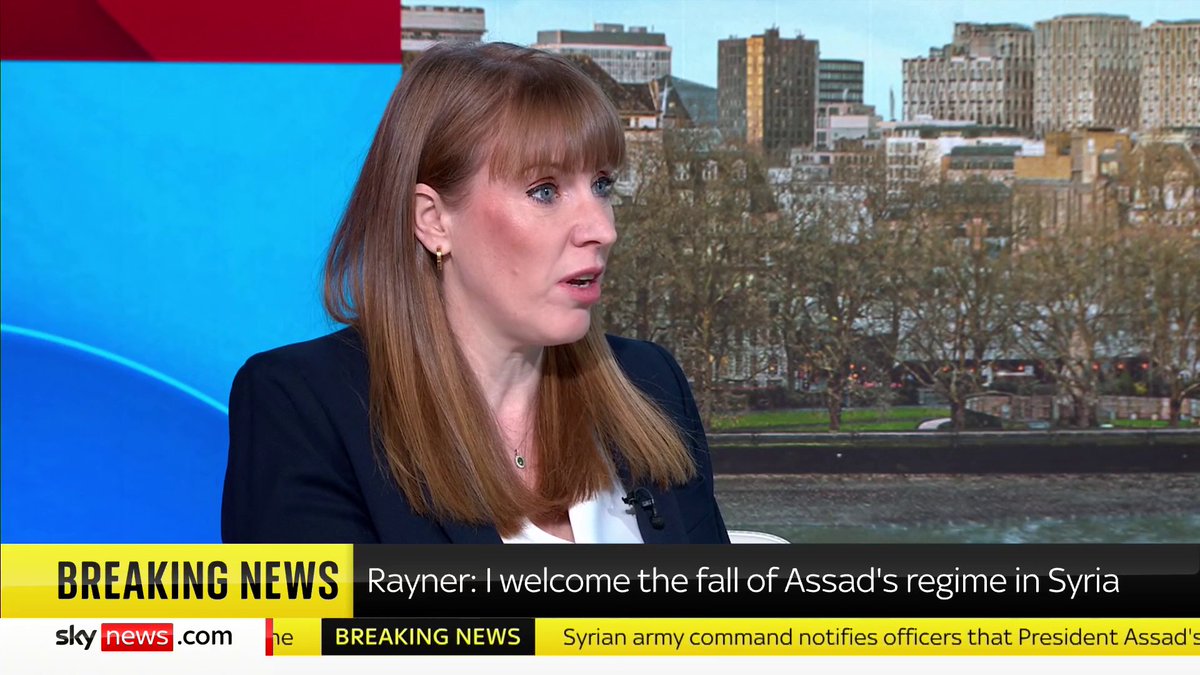 "We need a political resolution". Speaking on the situation in Syria, Deputy Prime Minister Angela Rayner says she "welcomes the news" the Assad regime appears to have fallen. #TrevorPhillips 📺 Sky 501, Virgin 602, Freeview 233 and YouTube