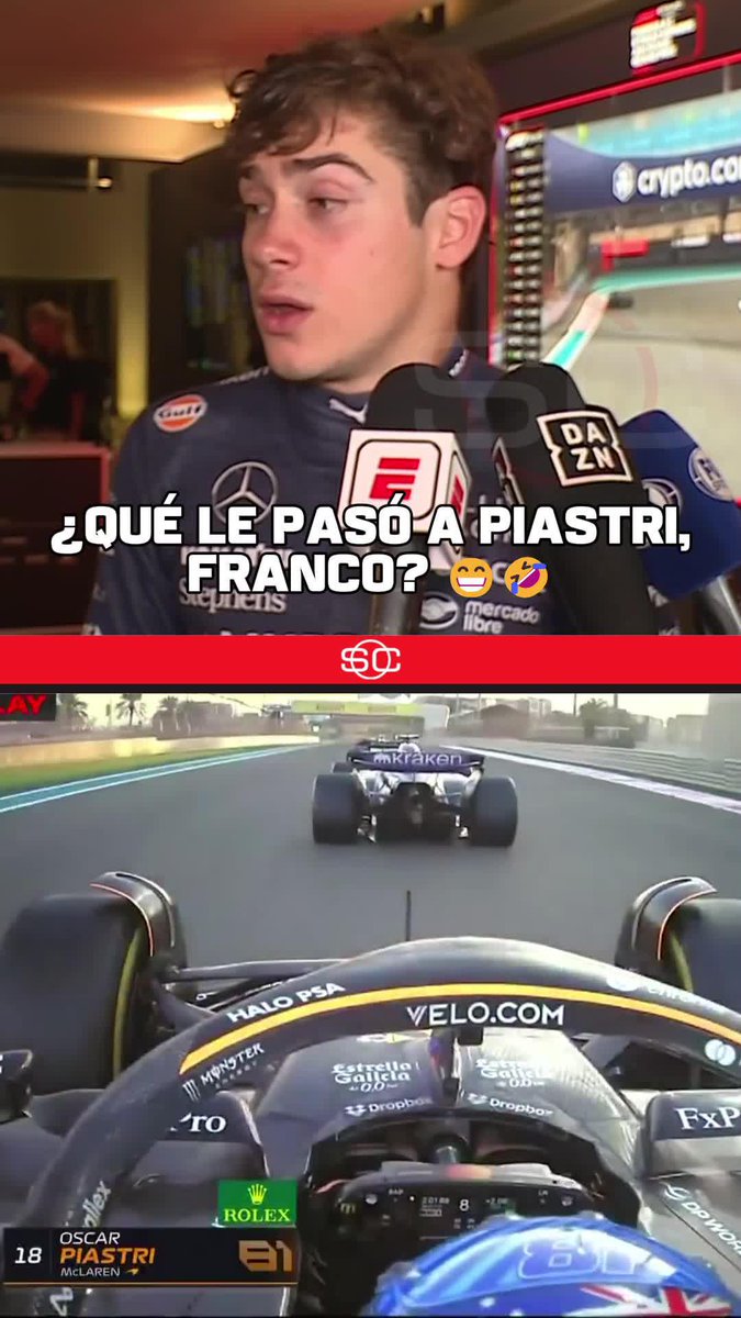"NO SÉ QUÉ LE PASA A ESTE PIBE, DESPUÉS CHOCÓ A MÁS GENTE" 🤣 La reacción de #Colapinto analizando su carrera y el toque de Piastri 📺 #AbuDhabiGP | Toda la temporada de #F1 por #DisneyPlus Premium