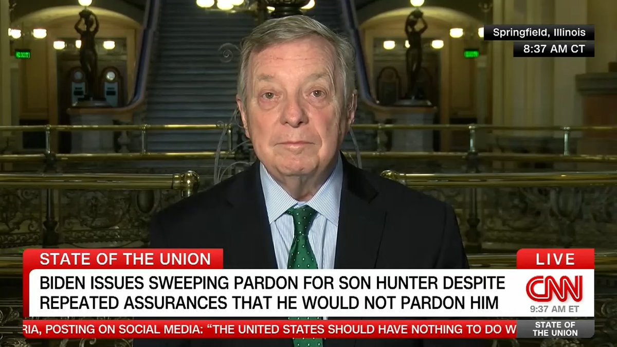 “I think I need to keep an open mind.” @SenDurbin tells Jake Tapper 🦅 he's open to voting for Pam Bondi and Kash Patel but says he wants to see the results of any FBI background check first. He also says Sen. Marco Rubio will be "an excellent Secretary of State."