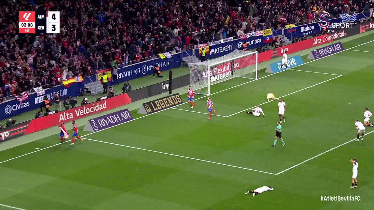 🔥 Wanda Metropolitano'da tarihi maç! ⚽ 10' Atl. Madrid 1-0 Sevilla ⚽ 12' Atl. Madrid 1-1 Sevilla ⚽ 32' Atl. Madrid 1-2 Sevilla ⚽ 57' Atl. Madrid 1-3 Sevilla ⚽ 62' Atl. Madrid 2-3 Sevilla ⚽ 80' Atl. Madrid 3-3 Sevilla ⚽ 90' Atl. Madrid 4-3 Sevilla