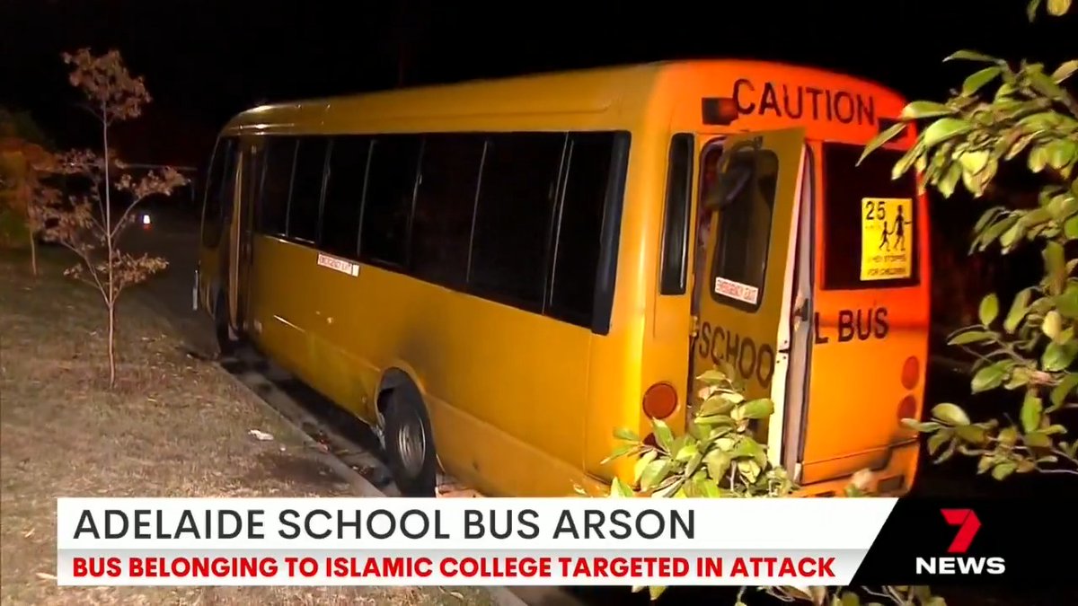 A school bus belonging to an Adelaide Islamic college has been targeted in an arson attack at Reynella. Mitchell Sariovski #7NEWS