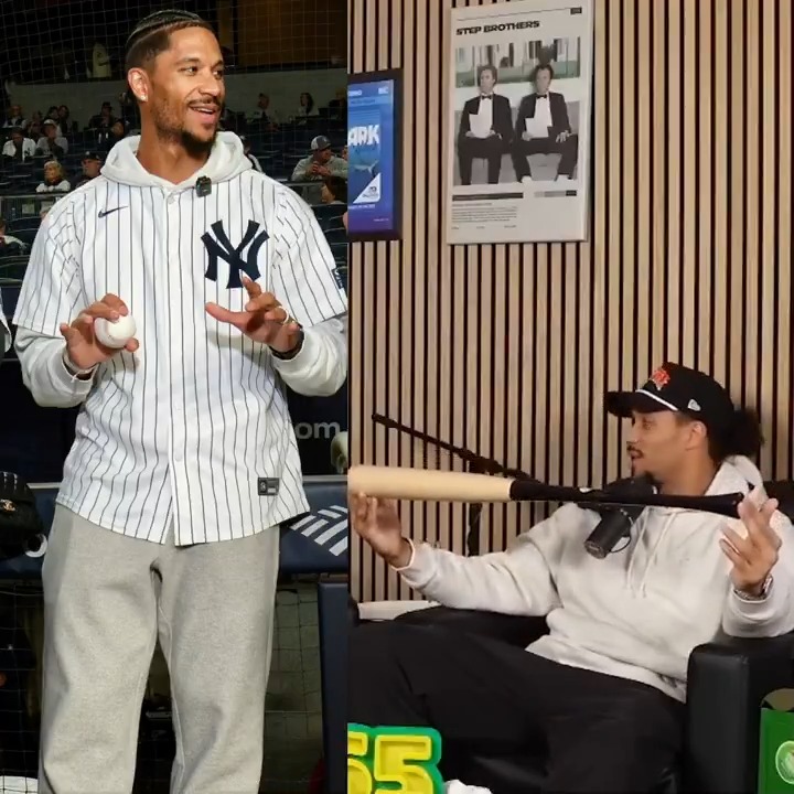 New York Knicks guard Josh Hart says hitting a baseball is "by far" the hardest thing to do in sports 👀 (via Roommates Show)