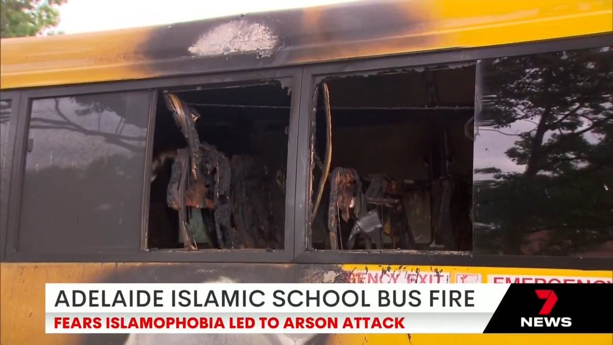 There are fears racism is behind an arson attack on an Islamic school bus at Reynella. The bus was torched outside the driver's home. Mitchell Sariovski #7NEWS