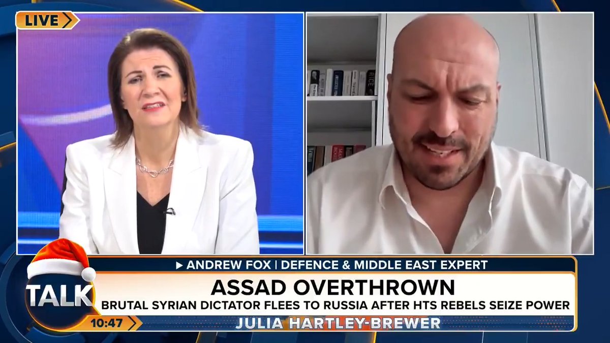 The BBC's John Simpson is under fire after he described ousted Syrian dictator Bashar Assad as ‘weak rather than wicked’. Middle East expert Andrew Fox: "Assad is a top-tier tyrant monster! It's not clever to make excuses for his regime." Julia Hartley-Brewer | Andrew Fox