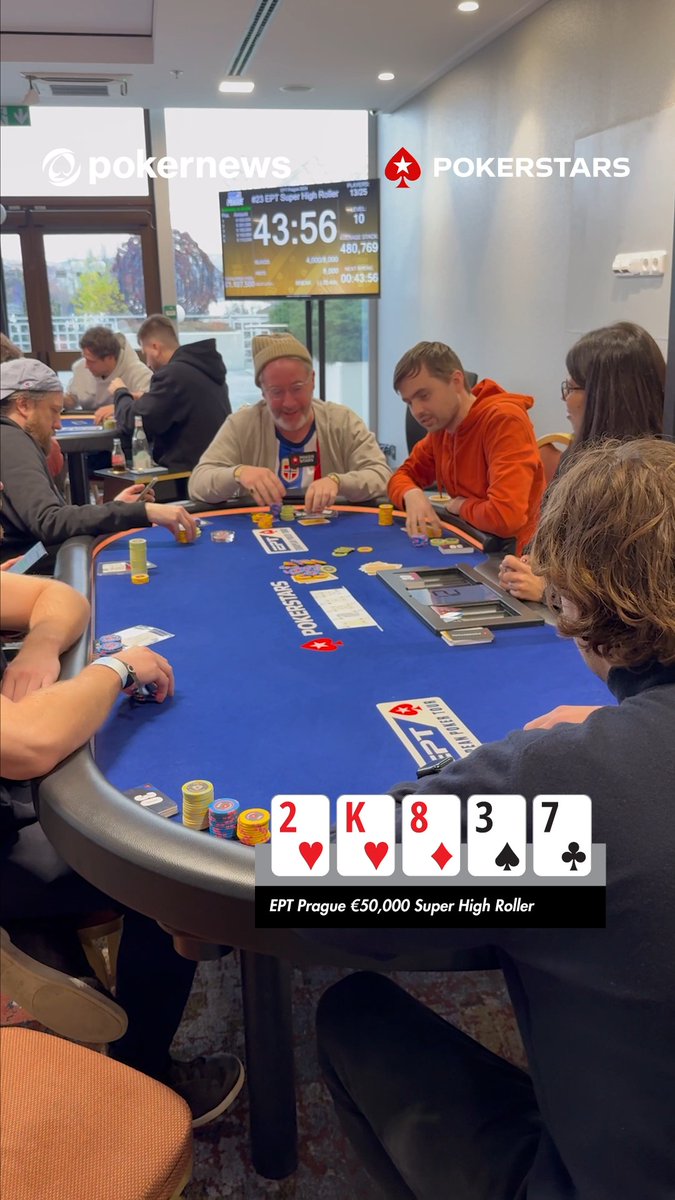 🤣 Just Kabrhel doing Kabrhel things... Sam Grafton considers calling Martin Kabrhel pretty light in the PokerStars #EPTPrague €50K EPT SHR - and now everyone is catching strays 🐟