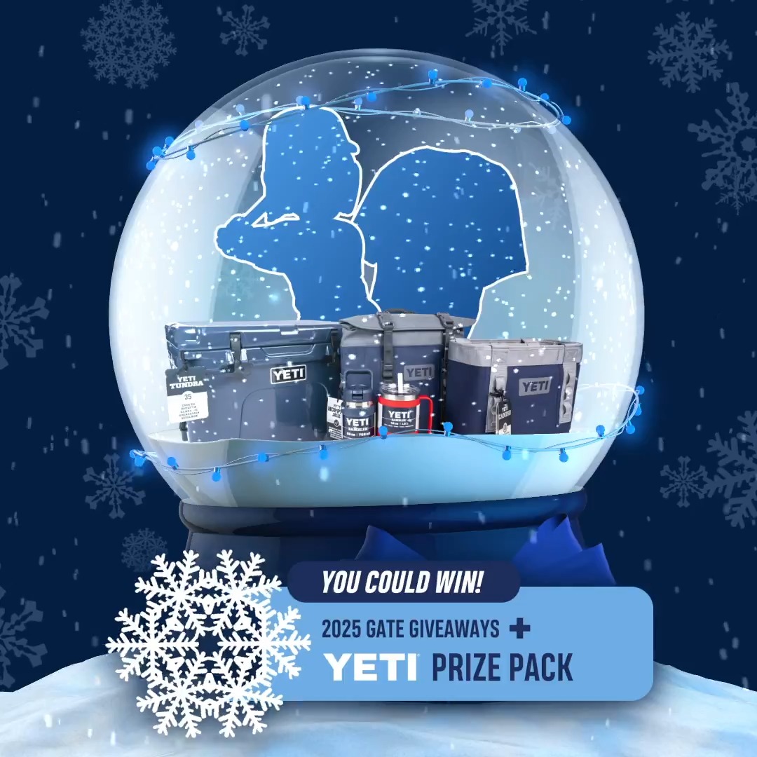 Our #HoliJays Week of Giveaways begins today ❄️ You could win a YETI prize pack plus EVERY gate giveaway from the 2025 season 🤯
