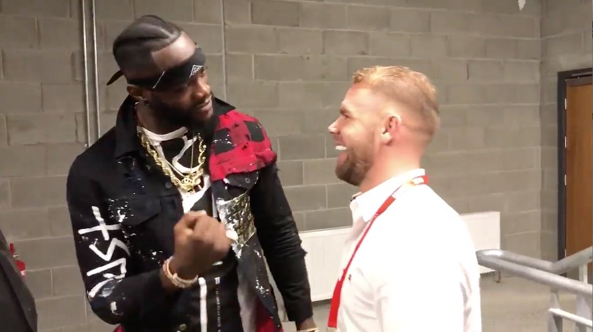 When Billy Joe Saunders clashed with Deontay Wilder, resulting in Wilder's entourage chasing Saunders out of a Belfast Nando's. The pair had to shake hands and make up a day later…