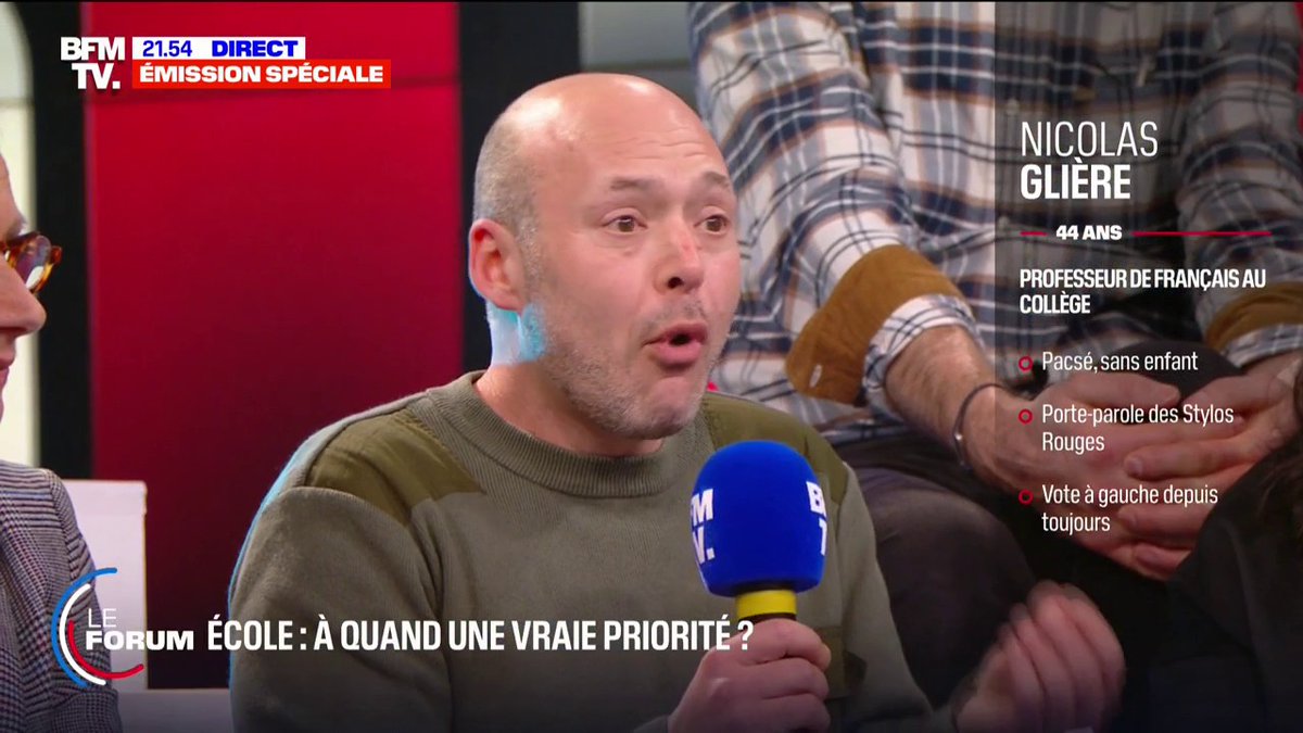 Nicolas (professeur): "Le métier est en train de crever, c'est un appel à tous les politiques" #LeForumBFMTV