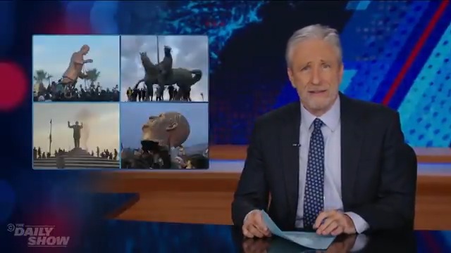 Jon Stewart applauds the end of the Assad regime and breaks down a liberated Syria's first steps: topple the statues and steal the chairs