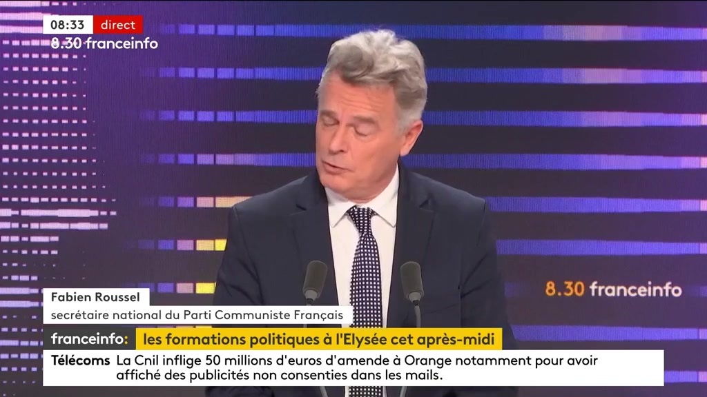 🔴 Crise gouvernementale ➡️ "La responsabilité du président de la République dans cette crise est importante", estime Fabien Roussel, secrétaire national du PCF.