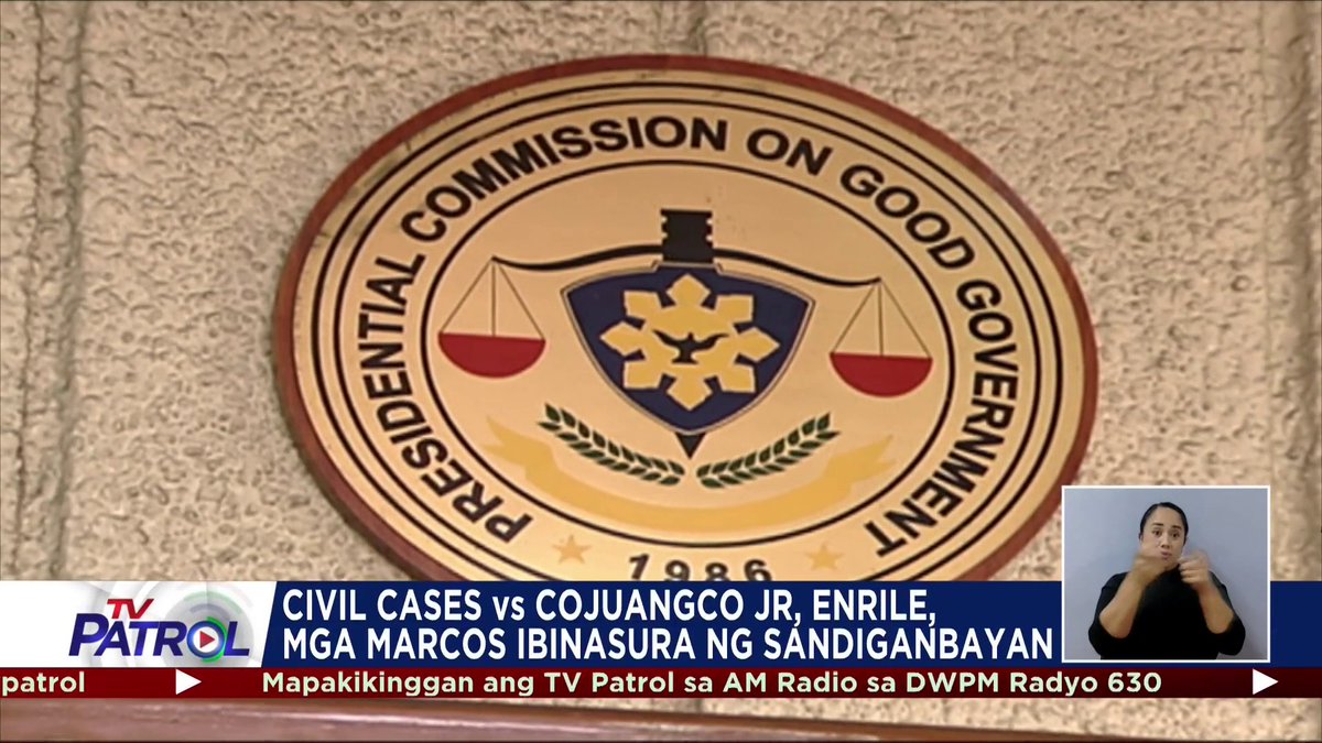 Ibinasura ng Sandiganbayan ang 2 civil cases laban kina Presidential Legal Counsel Juan Ponce Enrile, namayapang tycoon na si Danding Cojuangco, Jr., yumaong dating pangulong Ferdinand Marcos, Sr., dating First Lady Imelda Marcos, at iba pa.