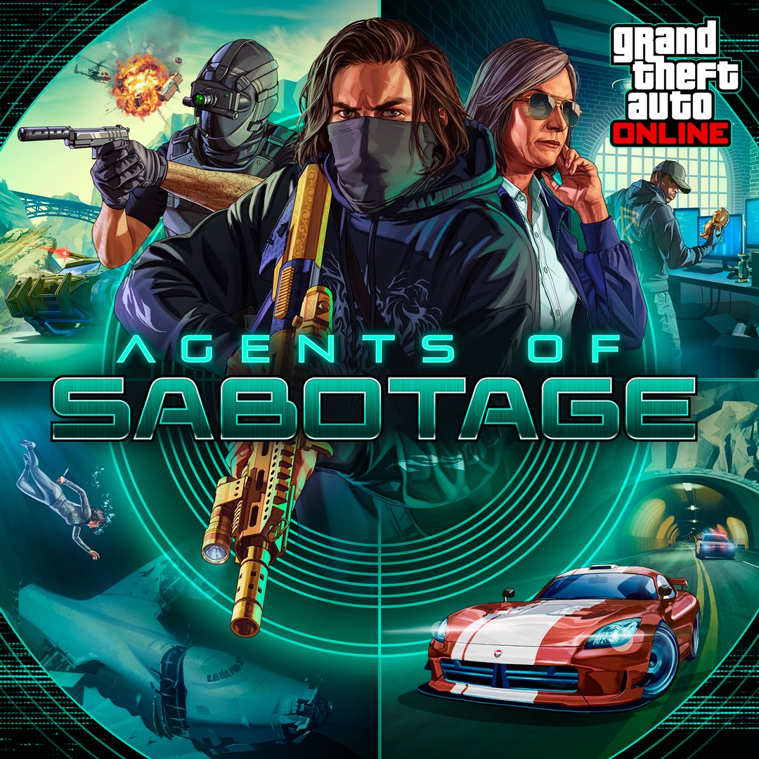 Go underground to steal military secrets and bust a billion-dollar enterprise in GTA Online: Agents of Sabotage. Take on new multi-part scores, clean up the streets in new vigilante Dispatch Work, and much more: