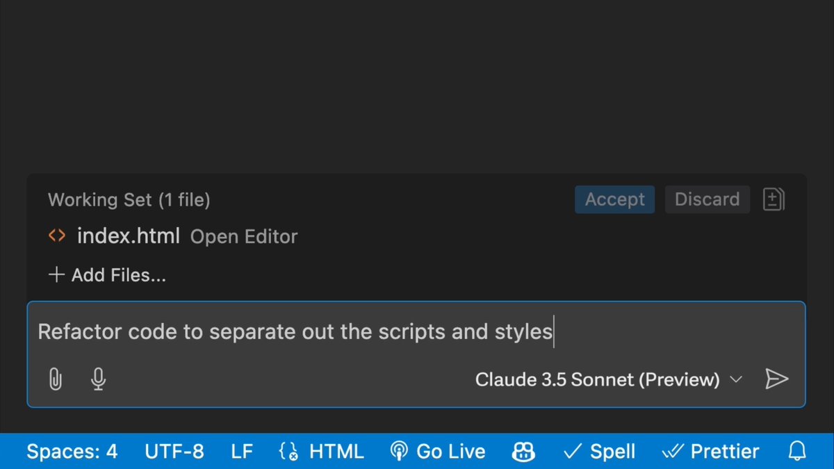 Now in GitHub Copilot, you can choose Anthropic’s Claude 3.5 Sonnet to perform a variety of tasks—like refactoring code. 💻