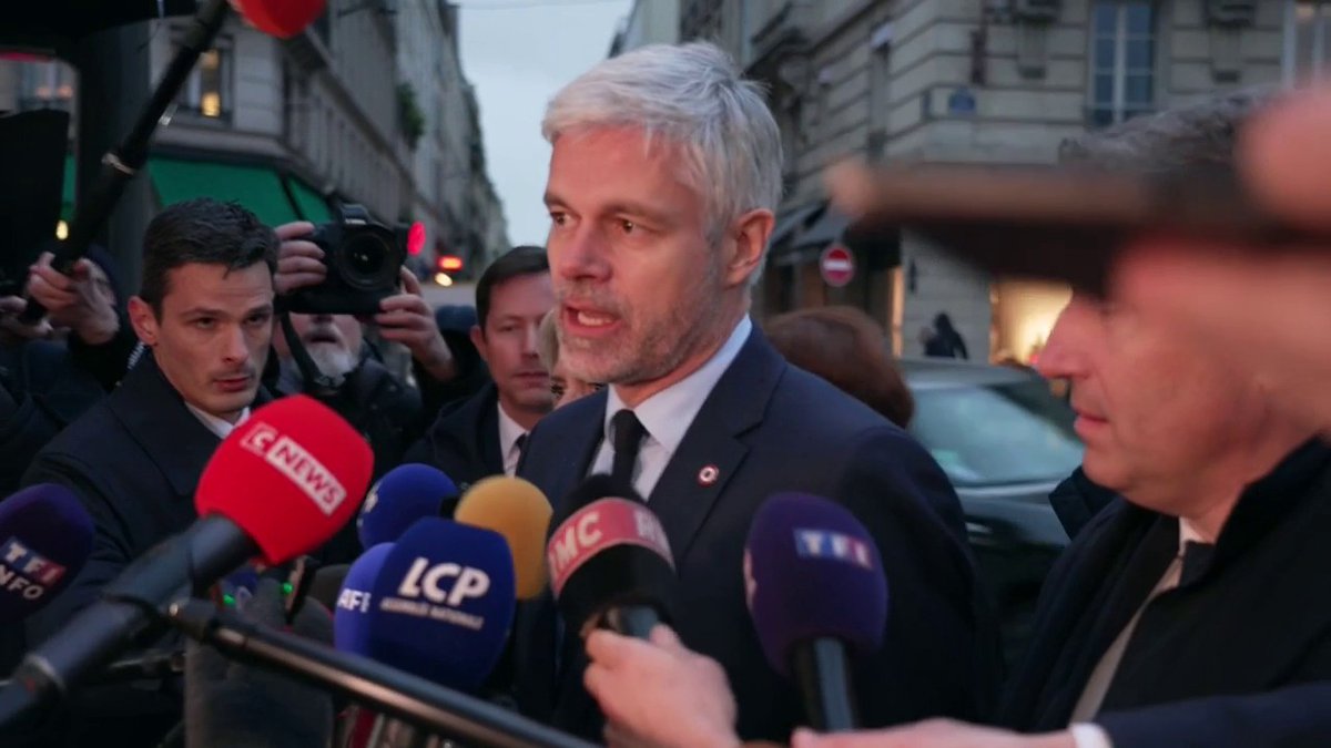 Réunion à l'Elysée : "Il y a un seul cas de figure où la Droite républicaine voterait une motion de censure, c'est un gouvernement comportant des membres de La France insoumise et dont le programme serait celui du NFP", déclare le président du groupe DR Laurent Wauquiez.