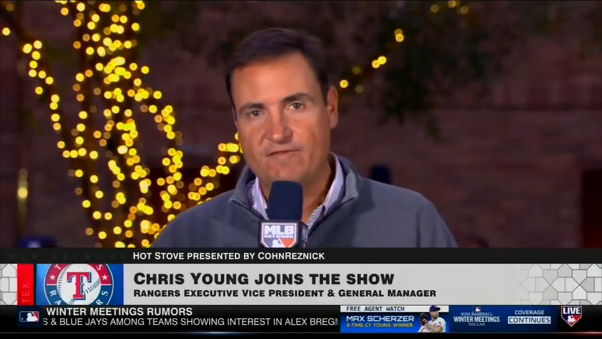 Rangers GM Chris Young speaks on looking to improve the club's pitching this offseason via trade or free agency and the development of their young players. #MLBNHotStove presented by CohnReznick
