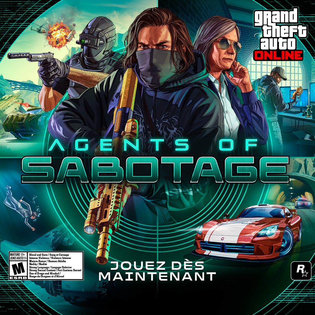 Associez-vous à une ancienne agente renégate et à un sous-marinier énergique pour dérober des secrets militaires, exposer la corruption de l'IAA, retrouver une œuvre d'art volée et détruire une entreprise milliardaire. GTA Online : Agents saboteurs - Jouez dès maintenant.
