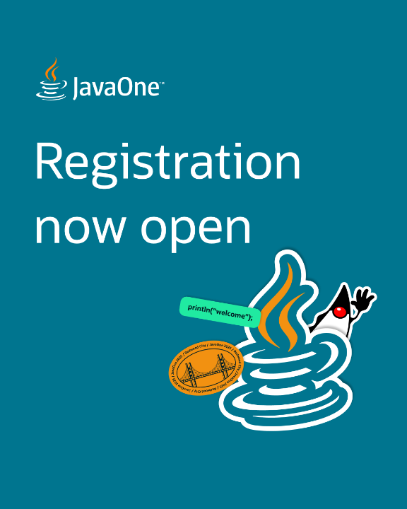 Registration for #JavaOne is now open! Join us for the first stand-alone JavaOne in 16 years. Don’t miss out—secure your spot today.