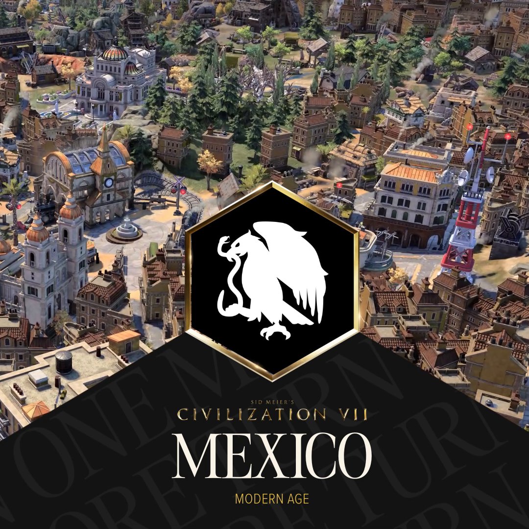 Make 𝐌𝐄𝐗𝐈𝐂𝐎 a cultural marvel! ✊ Revolución government grants immediate Culture boost 🎶 Zócalo quarter adds Culture per Unique Tradition ❤️‍🩹 Soldaderas infantry heals adjacent units See more: