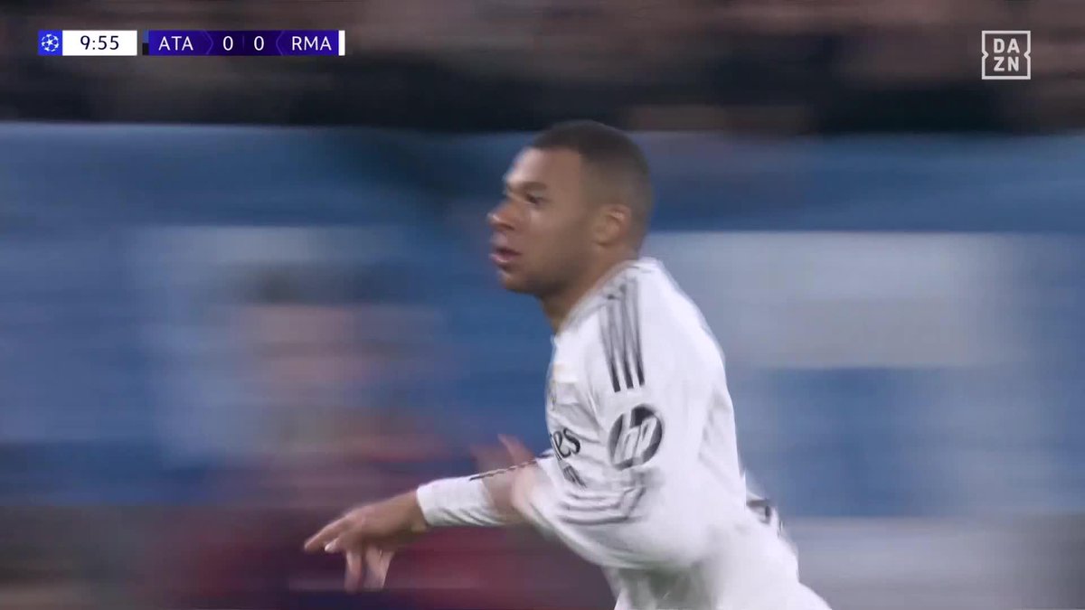 KYLIAN MBAPPE WITH A BEAUTIFUL TOUCH AND GOAL! Real Madrid lead Atalanta 1-0! 📺 Watch the #UCL live on DAZN