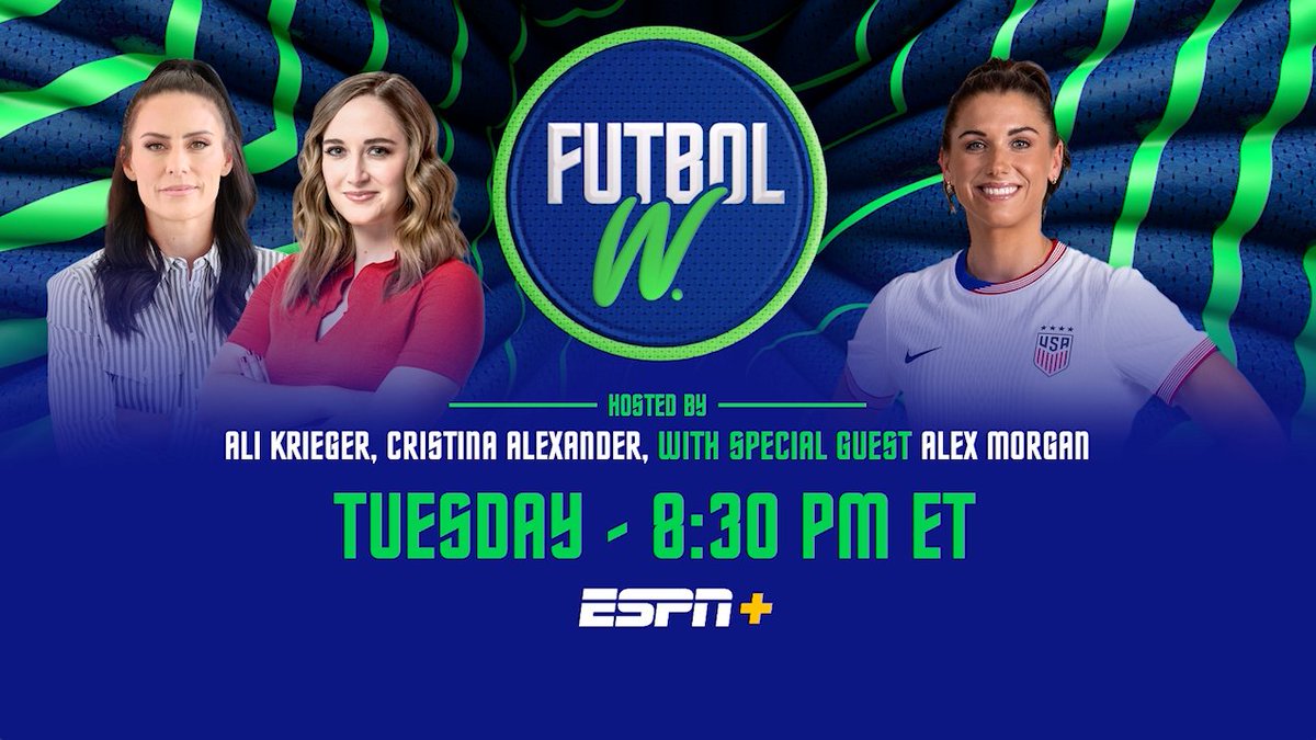 Tuesday, exclusively on #FutbolW, Alex Morgan talks with Ali Krieger about her #NWSL/#USWNT career, life after soccer, being left off the 2024 Olympic roster & more Don't miss the full 20 minute conversation ⚽️ 8:30p ET | ESPN+