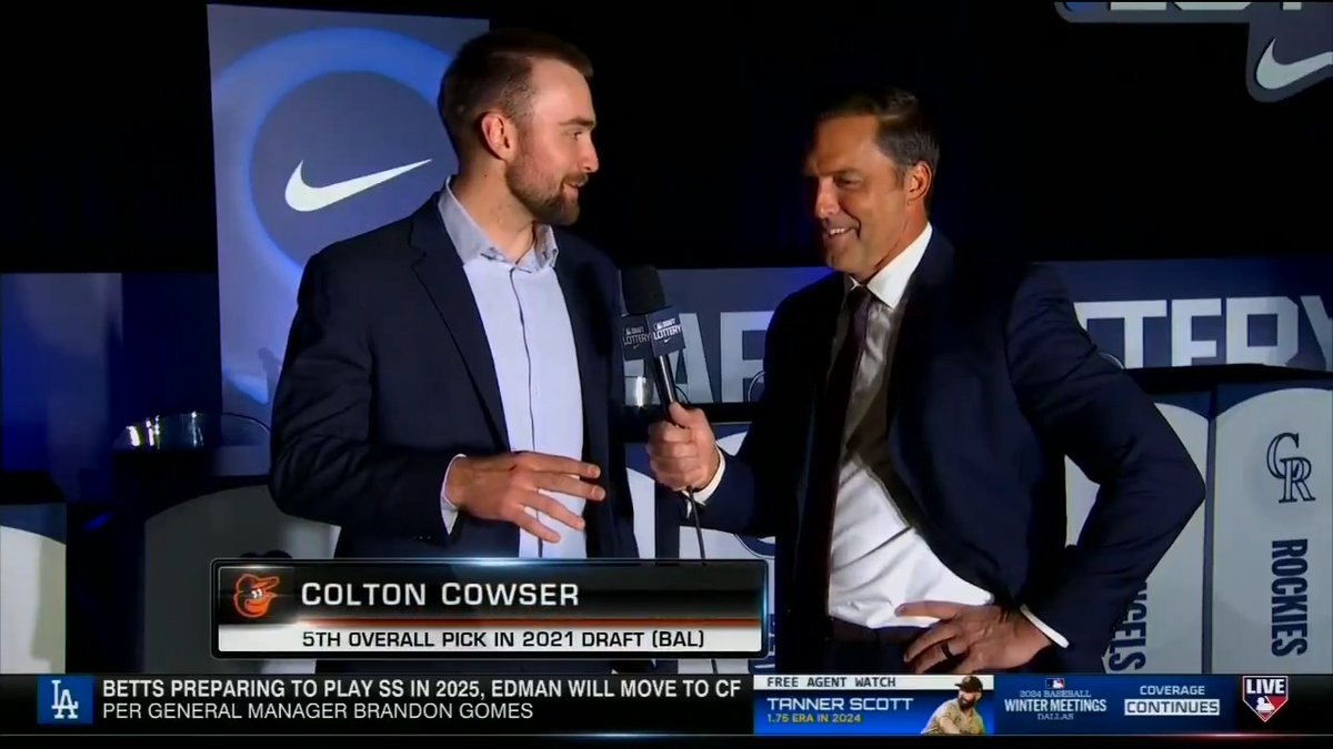 "I asked for an opening monologue and they said no." 😂 Colton Cowser will be unveiling the results of the MLB Draft Lottery NEXT on MLB Network! 📺