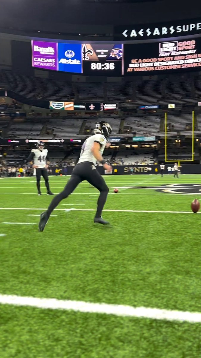 Throwback to Justin Tucker hitting from 70+ in warmups