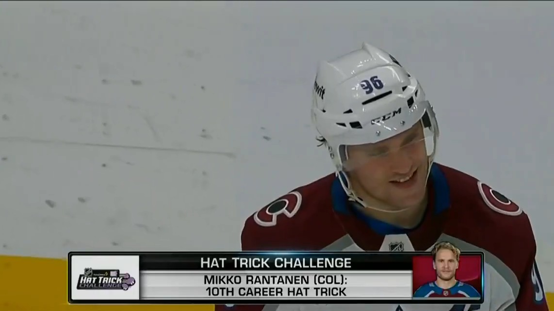 THIRD HATTY OF THE SEASON FOR MIKKO RANTANEN 🎩🎩🎩 No one else in the league has more than one... Colorado Avalanche | #GoAvsGo