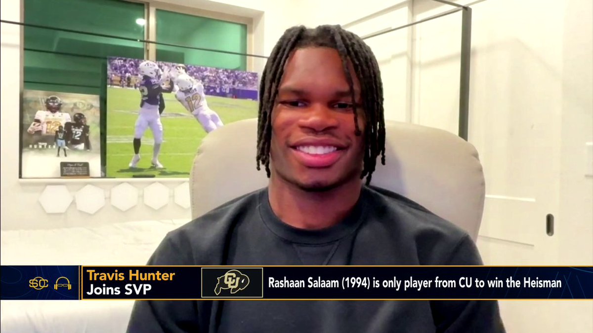 "I'm a leader on both sides of the ball." Travis Hunter makes his Heisman case to Scott Van Pelt ahead of Saturday 👀