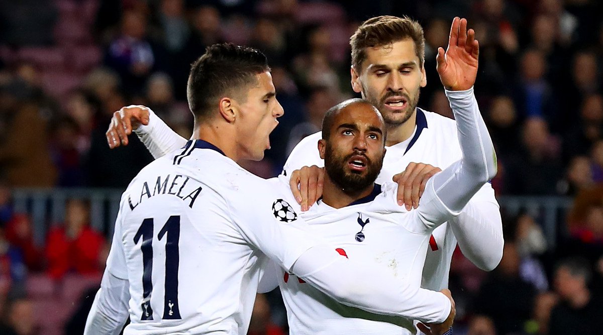 On This Day in 2018, Lucas Moura scored that equaliser at the Camp Nou to secure our place in the Champions League last 16 🙌 #THFC