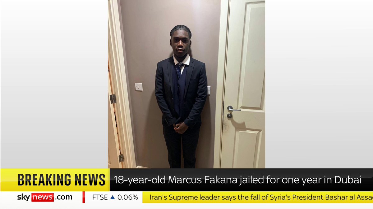 BREAKING: 18-year-old Marcus Fakana has been jailed for one year in Dubai after having sex with a girl who was 17 at the time. Read more: 📺 Sky 501, Virgin 602, Freeview 233 and YouTube