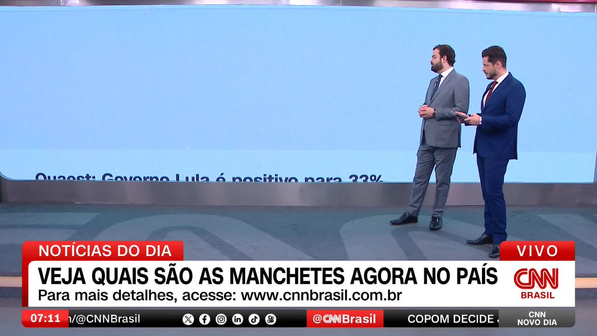O trabalho realizado pelo presidente Luiz Inácio Lula da Silva (PT) é aprovado por mais da metade dos brasileiros, de acordo com a pesquisa Genial/Quaest. O levantamento mostra que 52% aprovam, enquanto 47% desaprovam. Não sabe ou não respondeu é 1%. #CNNNovoDia