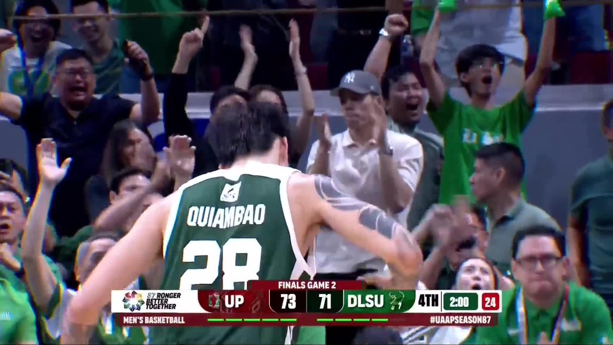 MVP KQ IS BUILT DIFFERENT 💥 Kevin Quiambao is unstoppable for the DLSU Green Archers, launching crucial treys to close out the lead against the UP Fighting Maroons in the fourth quarter of Finals Game 2 at the #UAAPSeason87 men's basketball tournament! #UAAPSeason87