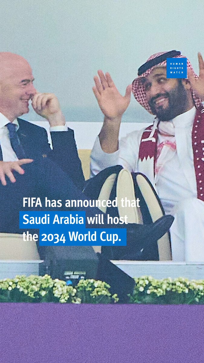 FIFA has announced that Saudi Arabia will host the 2034 World Cup. This is despite evidence of pervasive human rights violations in Saudi Arabia. Learn more: