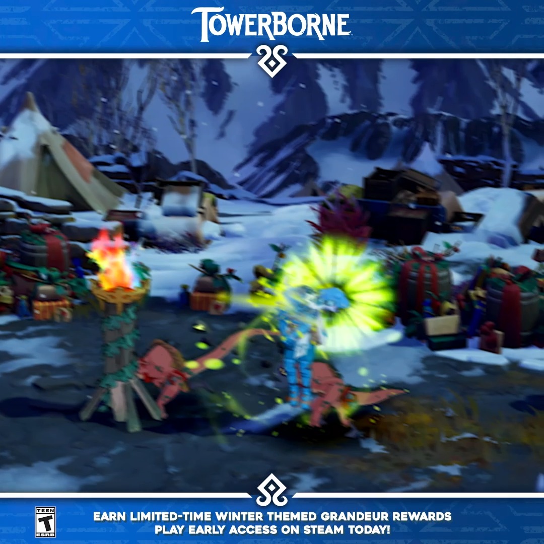The next major content update for Towerborne is LIVE! Log in now and experience: ❄️Support for 18 languages! ❄️Festive decorations on the Belfry! ❄️Special story quest feat. Bumble! ❄️New Glacial Hoard Curio! ❄️More events, enemies, and loot! Full Patch Notes on Steam 🔗