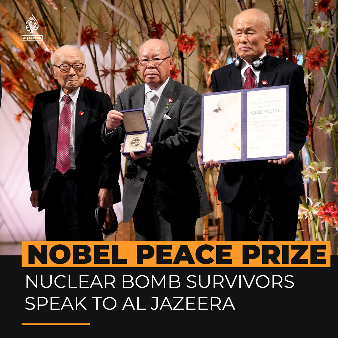 The risk of nuclear weapons being used again is "higher than it has ever been before”, members of 2024 Nobel Peace Prize winner Nihon Hidankyo told Al Jazeera in an exclusive interview in Oslo ⤵️