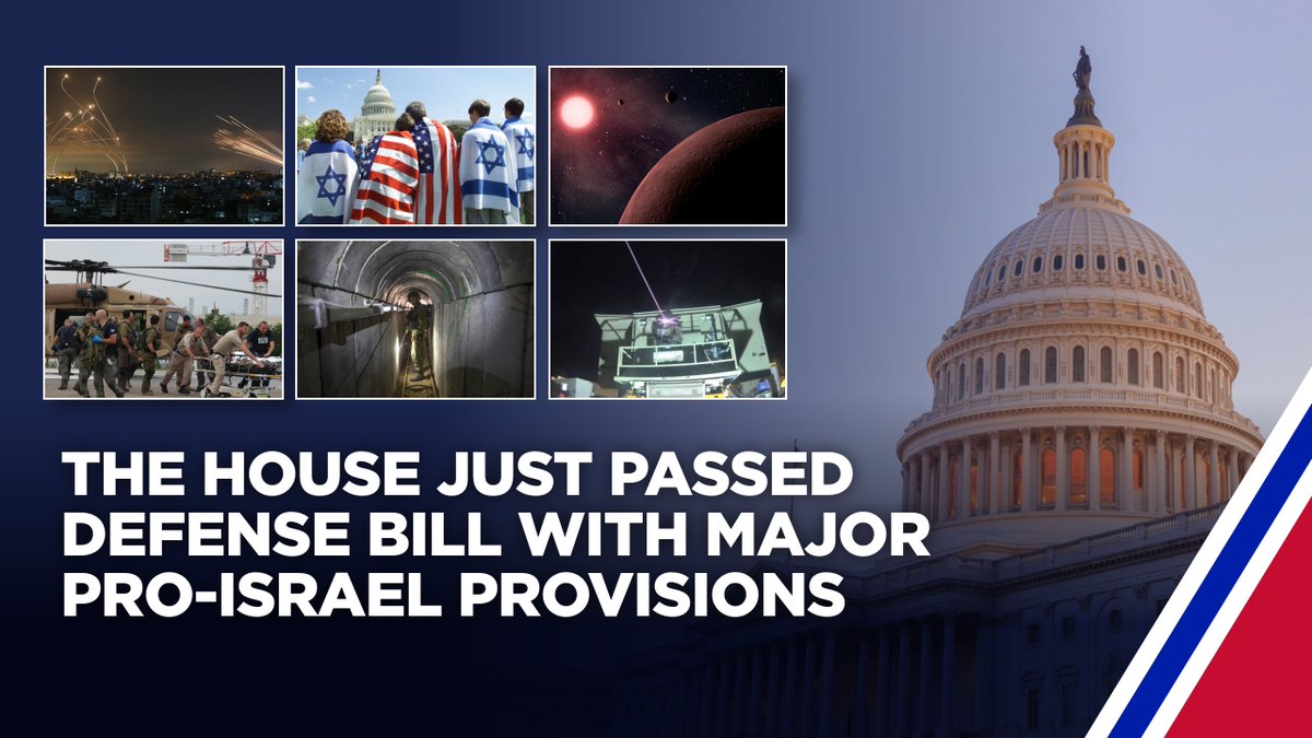 The House just passed the National Defense Authorization Act, authorizing pro-Israel provisions that will help keep America and Israel safe. The importance of these provisions is underscored by Israel’s current fight against aggression from Iran and its terrorist proxies. 🇺🇸🇮🇱