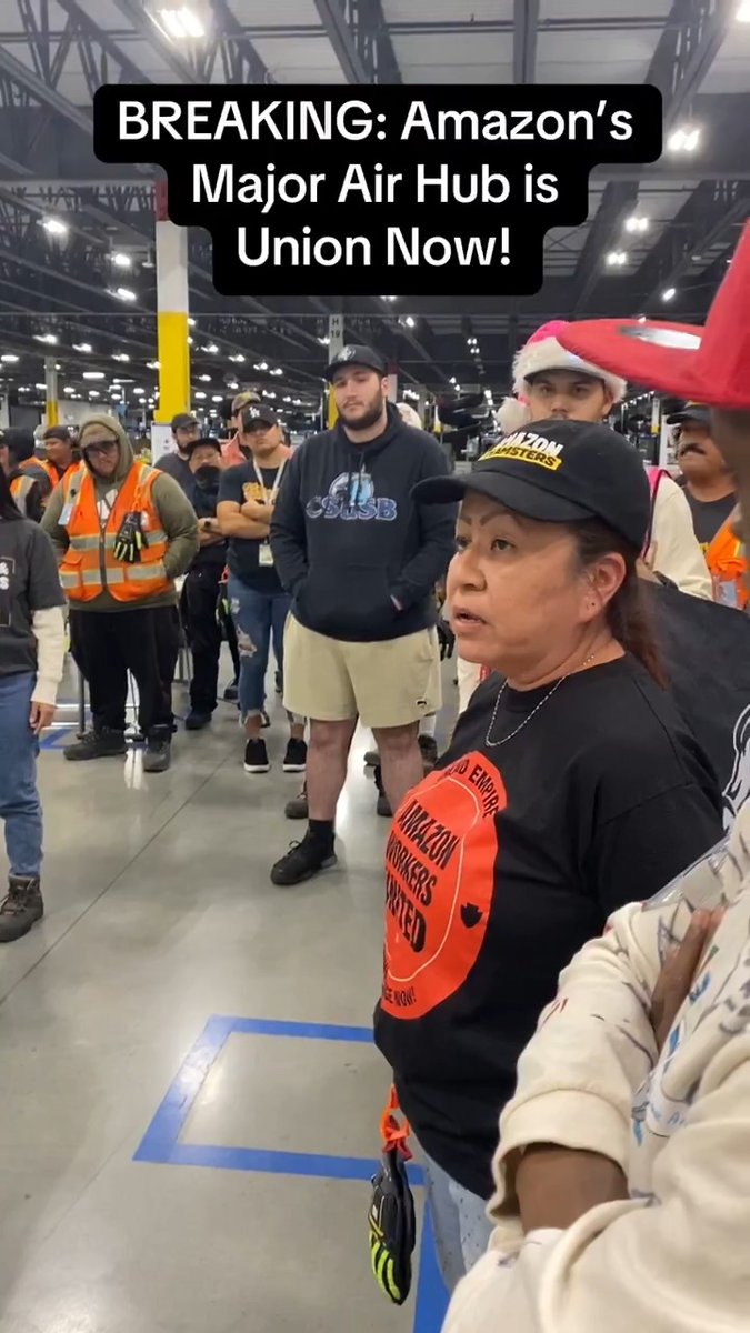 BREAKING: A majority of Amazon workers at the trillion-dollar company’s largest air hub on the West Coast have now joined the Teamsters. Air hub workers marched on the boss today at KSBD in San Bernardino, Calif., to demand that Amazon recognize their union and deliver a Teamsters contract.