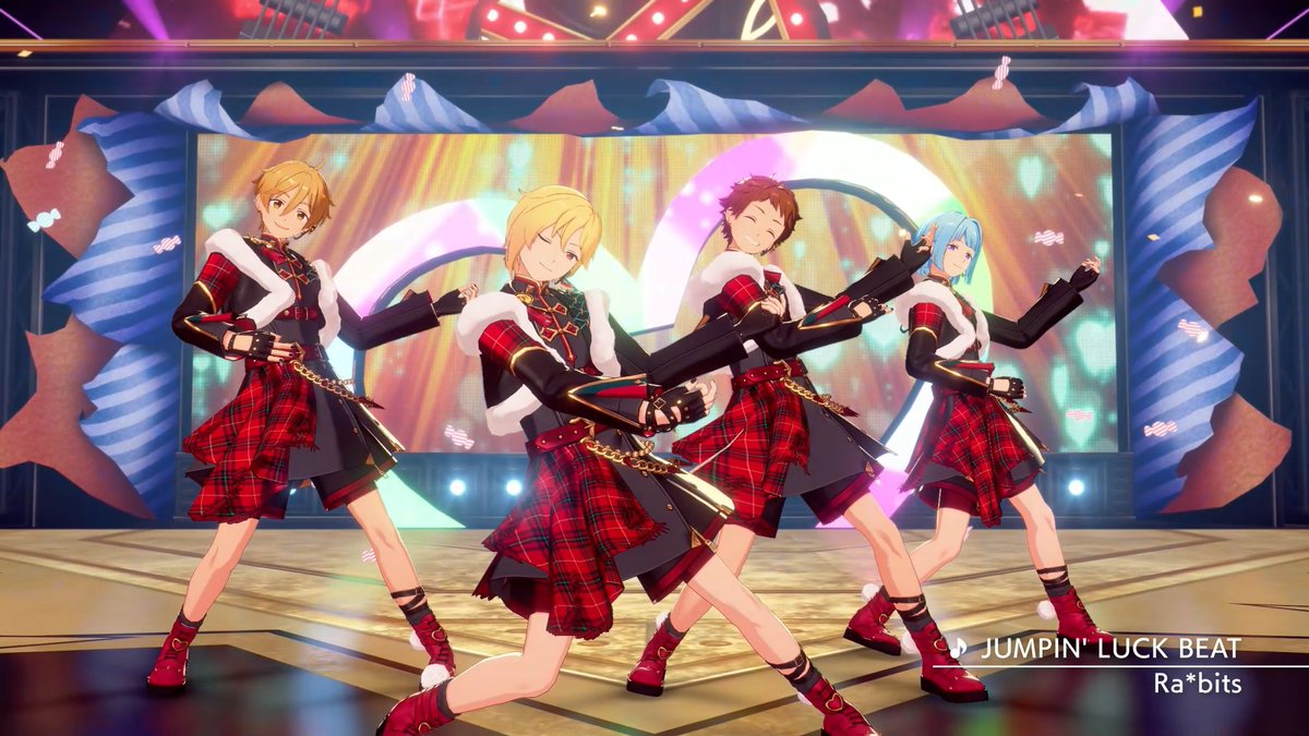 【お知らせ】 12月15日〜 『Ra*bits』のユニット新曲イベント『OVER★飛び越せHRCN!』を開催予定💫 イベント楽曲『JUMPIN' LUCK BEAT』のMVを先行公開します❗ イベント予告はXとアプリ内に掲載中！ #あんスタ