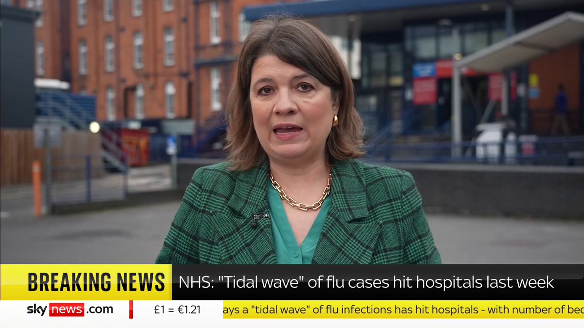 BREAKING: A "tidal wave" of flu infections has led to a 70% increase in hospital admissions in England in just seven days, the NHS has said. Sky's Laura Bundock has the latest. Read more here: 📺 Sky 501, Virgin 602, Freeview 233 and YouTube