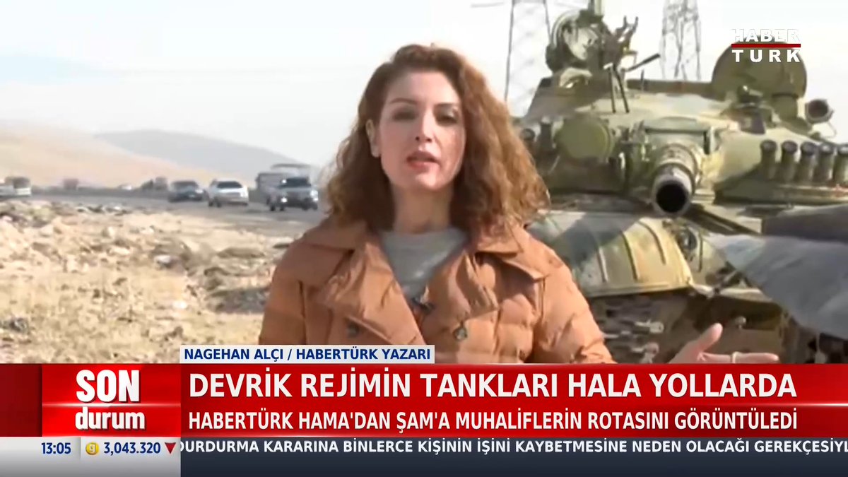 🔴Devrik rejimin tankları hala yollarda 📌Habertürk ekibi, Hama'dan Şam'a muhaliflerin rotasını görüntüledi. HABER | Nagehan Alci özcan öztürk
