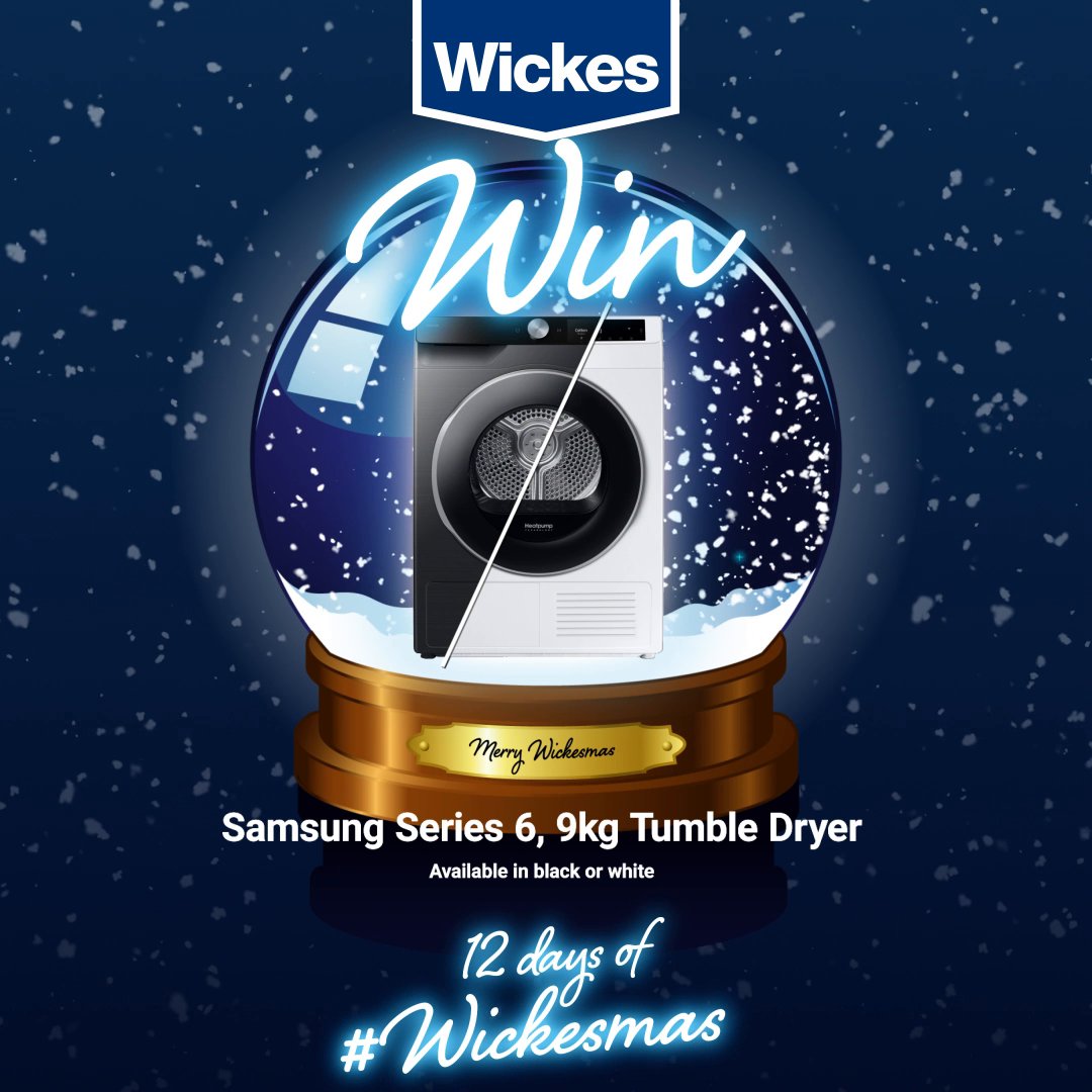 On the twelfth day of Christmas, Wickesmas gave to me, the chance to #WIN a @samsunguk Series 6 Tumble Dryer in White or Black (9kg)! To enter, follow @wickes and @samsunguk, like this post and tag a friend below! Remember, the more tags, the more chances you have to win.