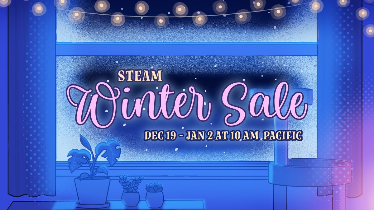 The Steam Winter Sale starts next week, December 19th! Join us for discounts galore, voting in the Steam Awards, and the last set of art and Points Shop items from this year's seasonal sale artist Nemu @MCM B-24 Make a list, check it twice - and buckle in for the sale next week!