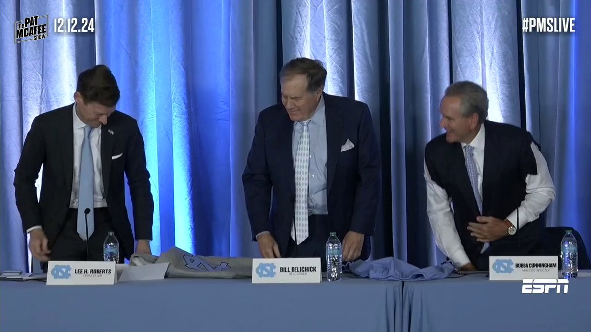 UNC AD Bubba Cunningham brought out the sleeveless suit in honor of Bill Belichick: