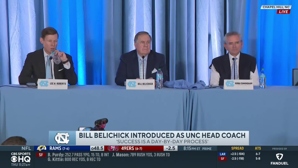 "I didn't come here to leave" -Bill Belichick when asked if he would go back to the NFL if he has success at UNC